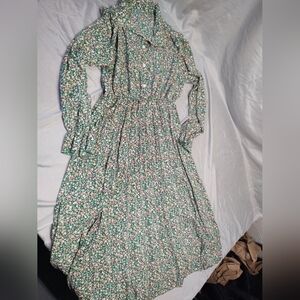 SHEIN Green Floral Dress